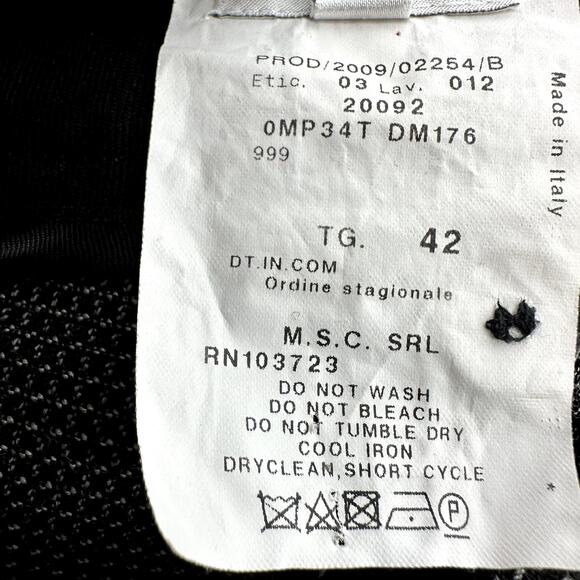 Armani Collezioni Virgin Wool Trouser Checkered Dress Pants Wide Leg Black 6 - Picture 3 of 5